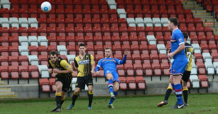 Nathan Lowe scores his first goal against Gloucester